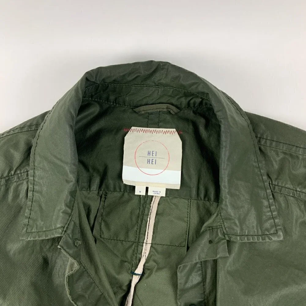 Hei Hei Womens Jacket Long Sleeve Button Down Green Medium